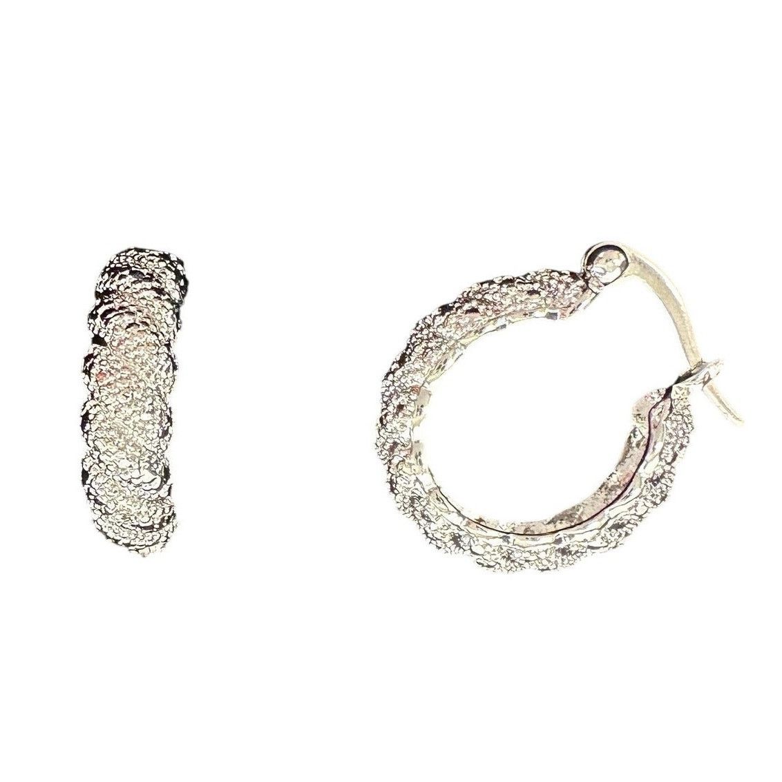 Other Holsted Jewelers Rhodium Plated Detailed Hoop Earrings Size ONE SIZE - 1 Thumbnail