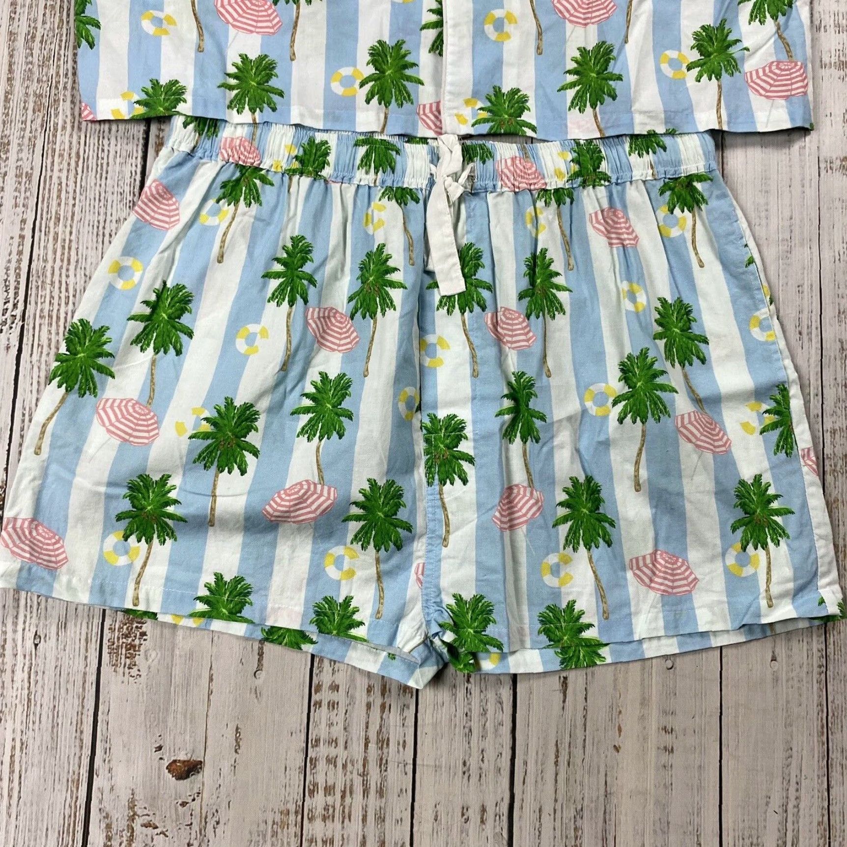Vintage SANT AND ABEL Blue Striped Beach Pajama Set Women M Short Sleeve Button Front Size M / US 6-8 / IT 42-44 - 3 Thumbnail