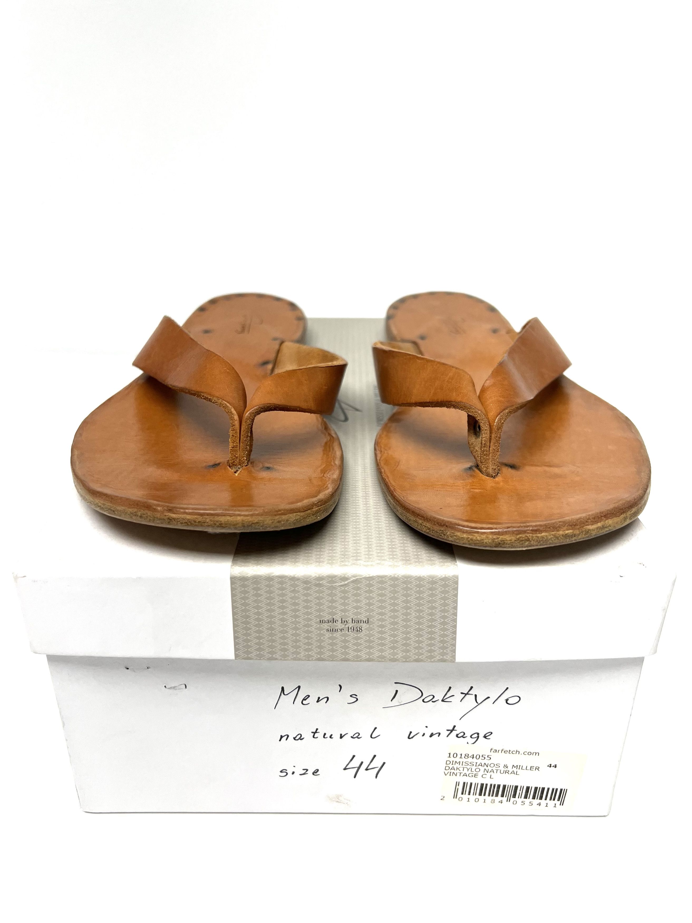 image of Dimissianos And Miller New Dimissianos & Miller Mens Leather Slide /slip On Sandals in Daktylo Natu
