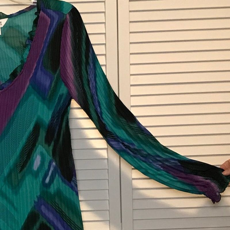 Other Allison Taylor Ruffled Stretch V-Neck Long Sleeve Blouse M Size M / US 6-8 / IT 42-44 - 5 Thumbnail
