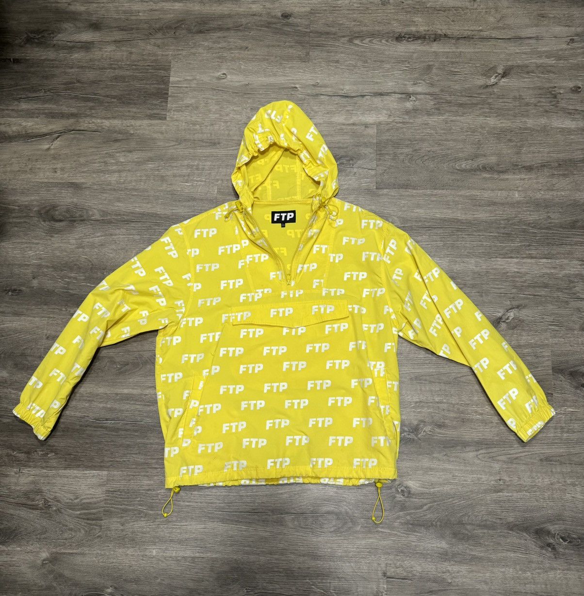 image of Fuck The Population Ftp Anorak All Over Print in Yellow, Men's (Size Large)