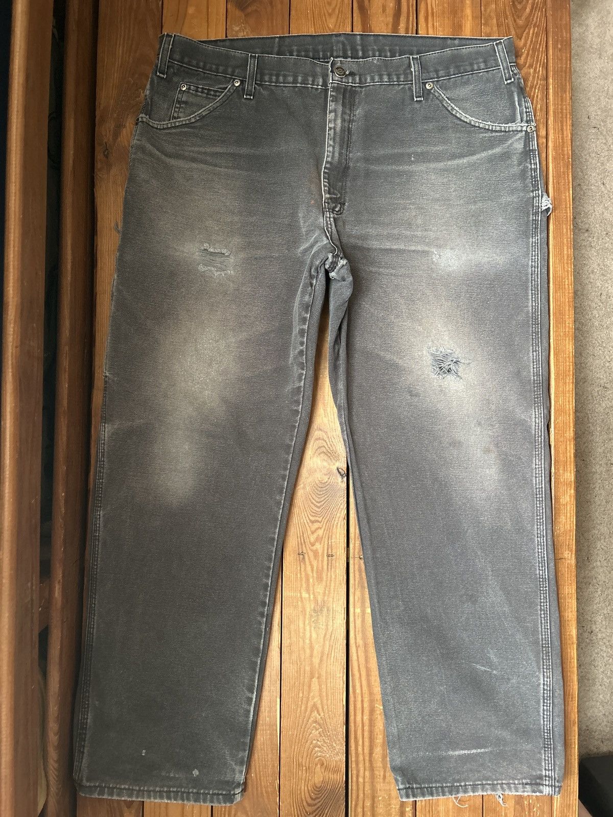 Dickies × Vintage Vintage 90s Dickies Faded Distressed Black Work Pants Size US 37 - 2 Thumbnail