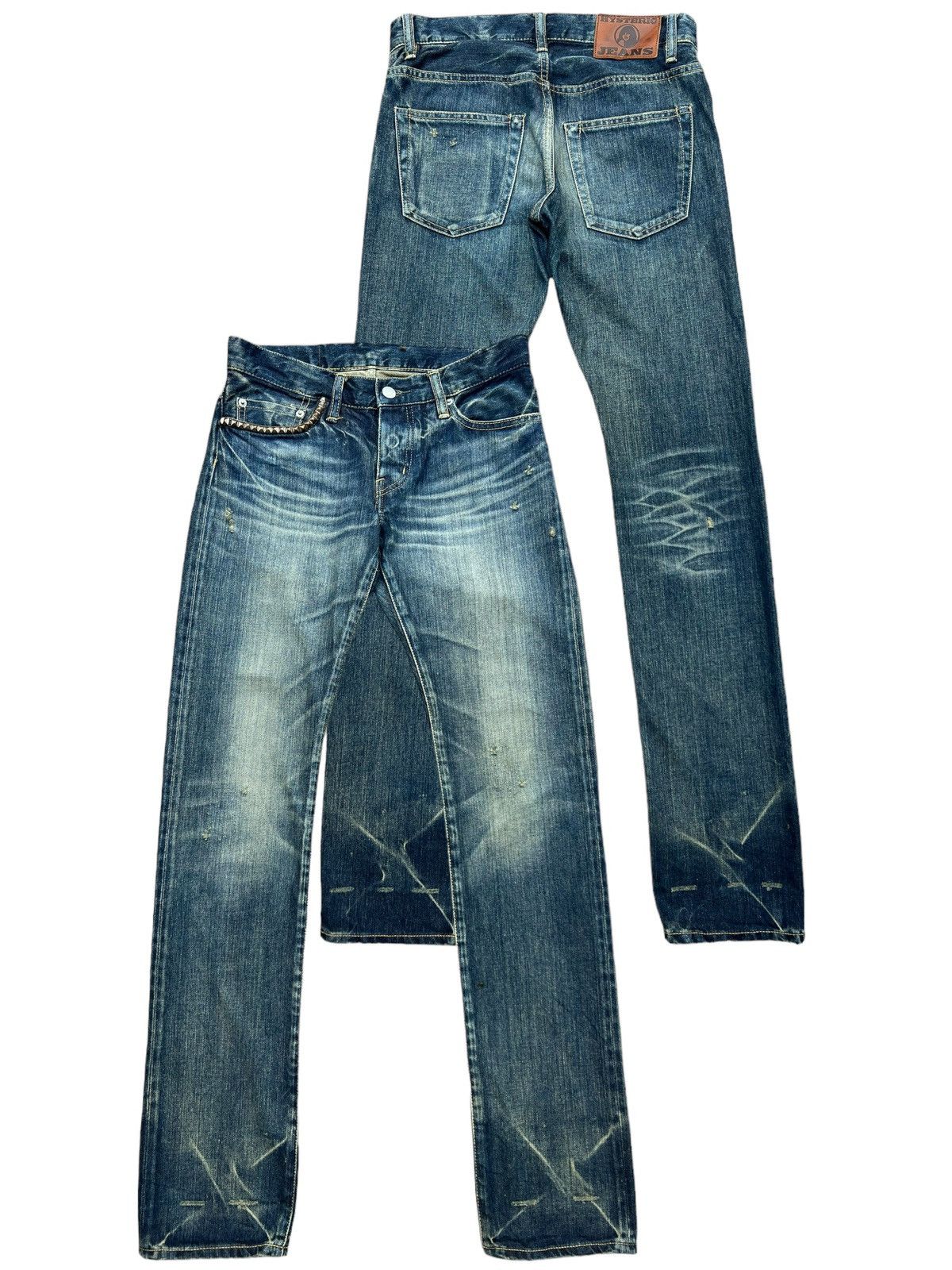 image of Distressed Denim x Hysteric Glamour Selvedge Distressed Rusty Denim Jeans 29X32 in Denim Blue, Men'