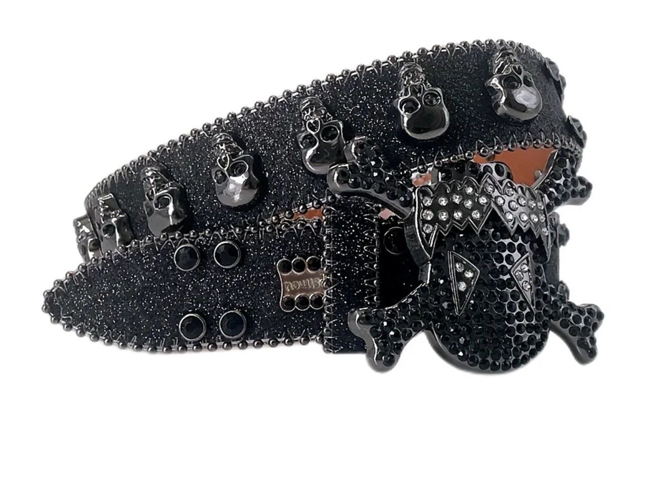 Leather Y2K Rhinestones Skull PU Leather Belt Size ONE SIZE - 1 Thumbnail
