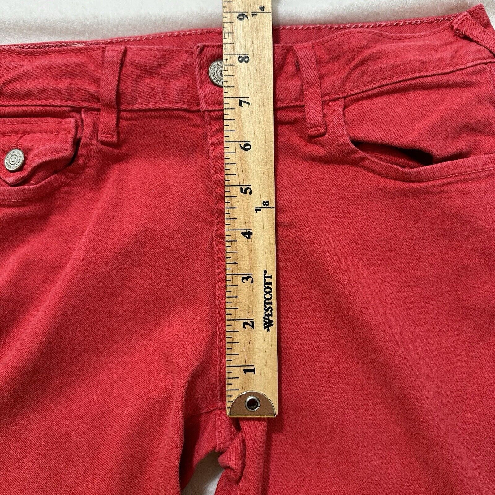 True Religion True Religion 26 Red Mid Rise Skinny Jeans 27" Inseam Size 27" / US 4 / IT 40 - 13 Thumbnail