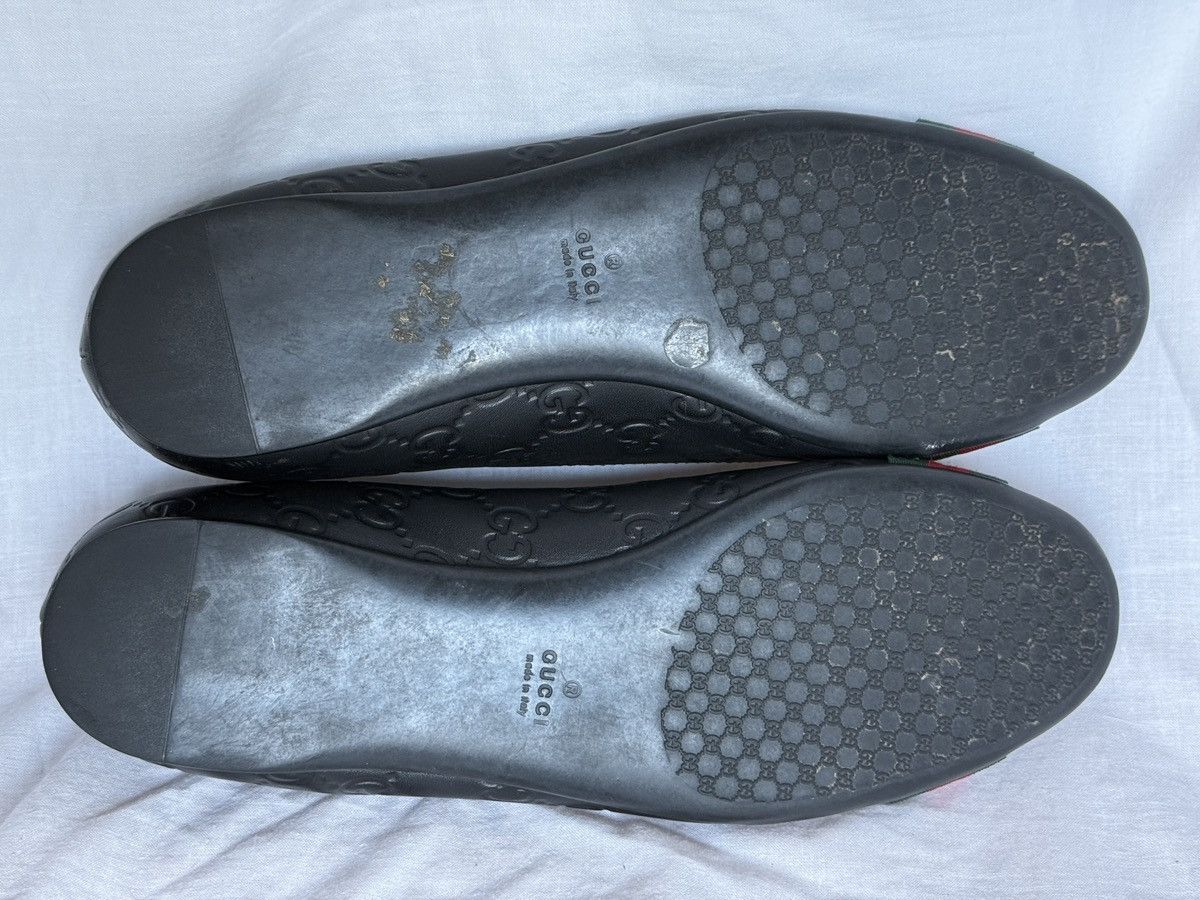 Gucci Gucci Black Leather Monogram Web Ballet Flats Size US 8 / IT 38 - 9 Thumbnail