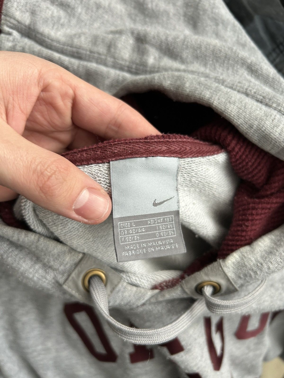 Nike × Vintage 🗿 NIKE TEAM OREGON CENTRAL SWOOSH SPELLOUT LOGO HOODIE Y2K Size US L / EU 52-54 / 3 - 6 Thumbnail