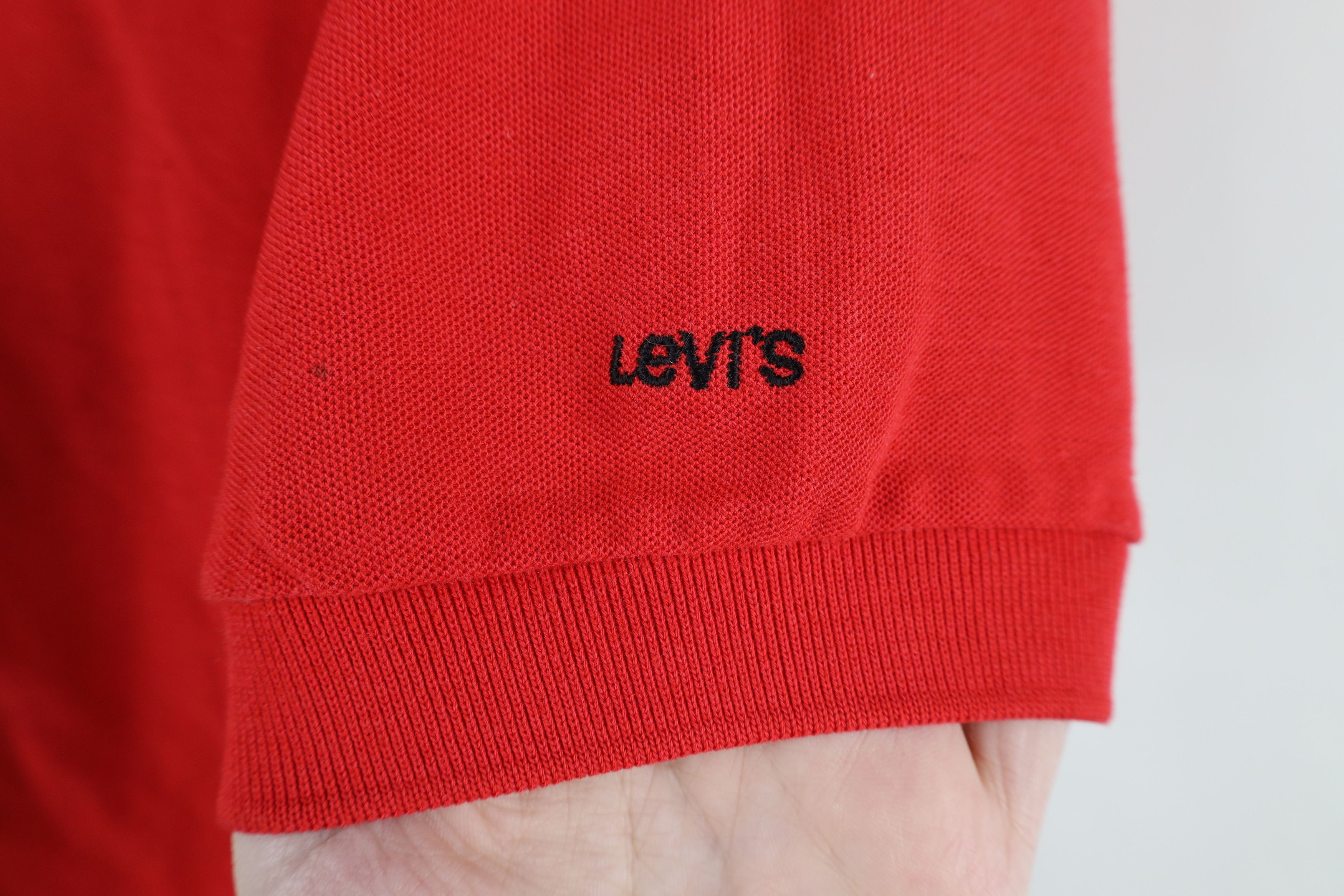 Levi's × Vintage Vintage 80s Levis Spell Out Knit Short Sleeve Polo Shirt Red Size US M / EU 48-50 / 2 - 4 Thumbnail