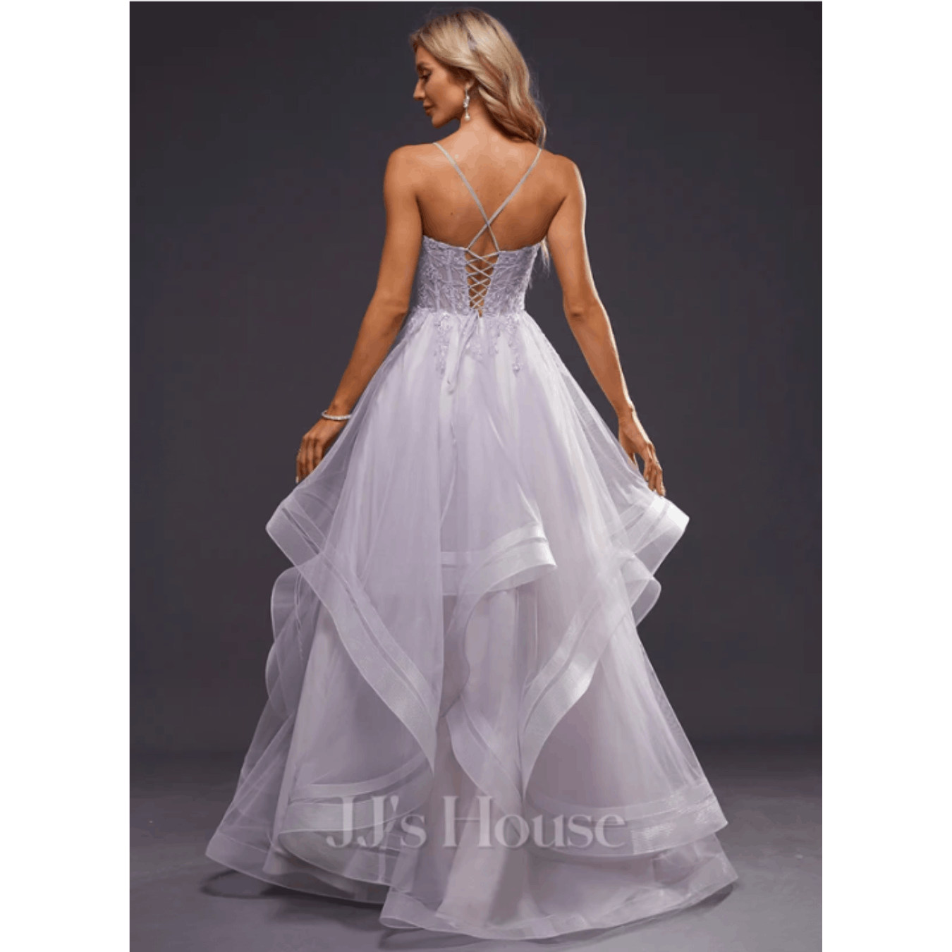 Designer JJ's House Ball-Gown/Princess Square Neck Tulle Prom Size L / US 10 / IT 46 - 2 Thumbnail