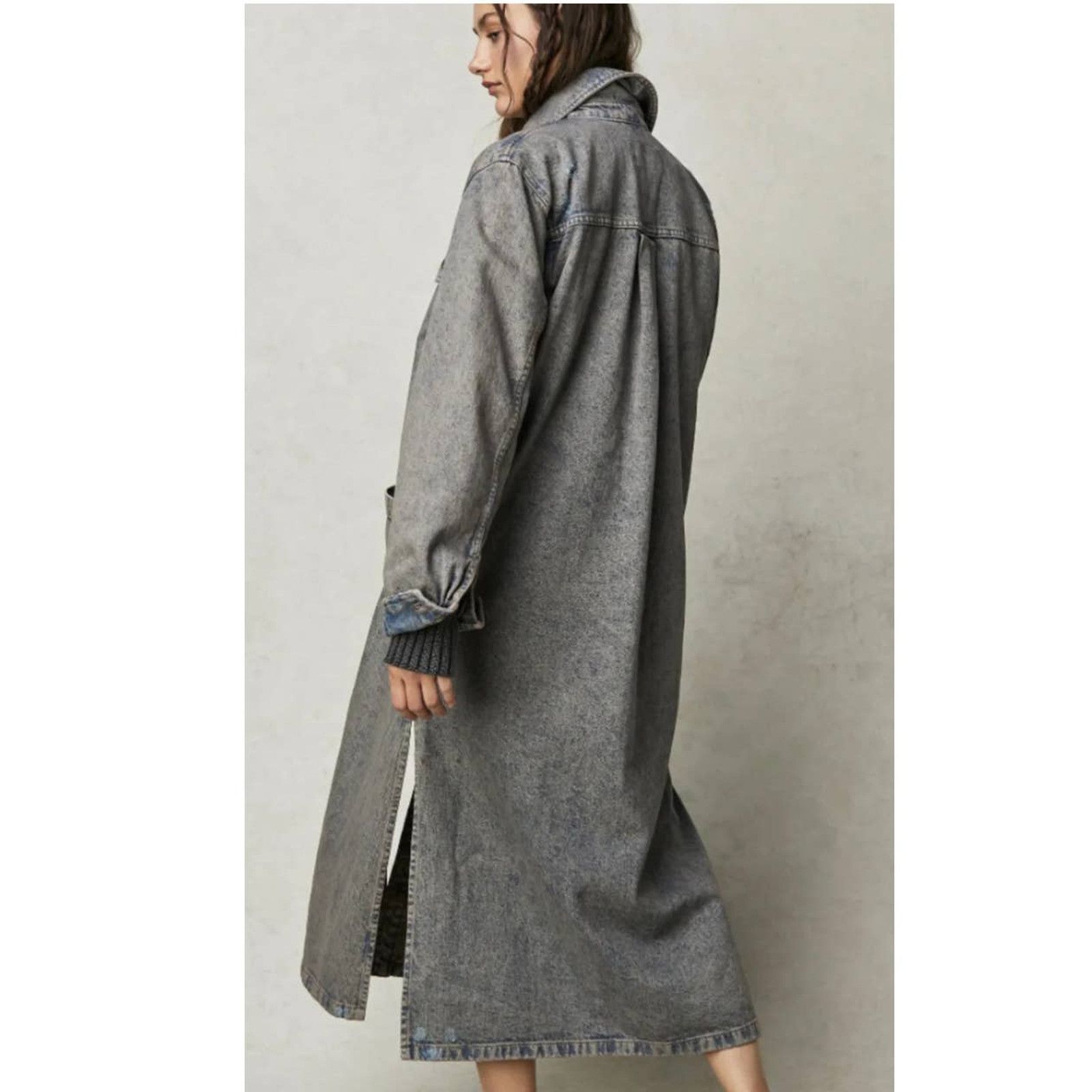 Free People New Free People Anna Lou Denim Duster $168 X-SMALL Blue Size XS / US 0-2 / IT 36-38 - 3 Thumbnail
