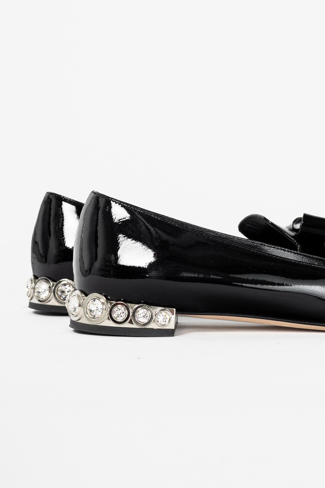 Miu Miu Miu Miu Black Patent Jewel-Heel Bow Pointed-Toe Flats Size US 6.5 / IT 36.5 - 9 Thumbnail