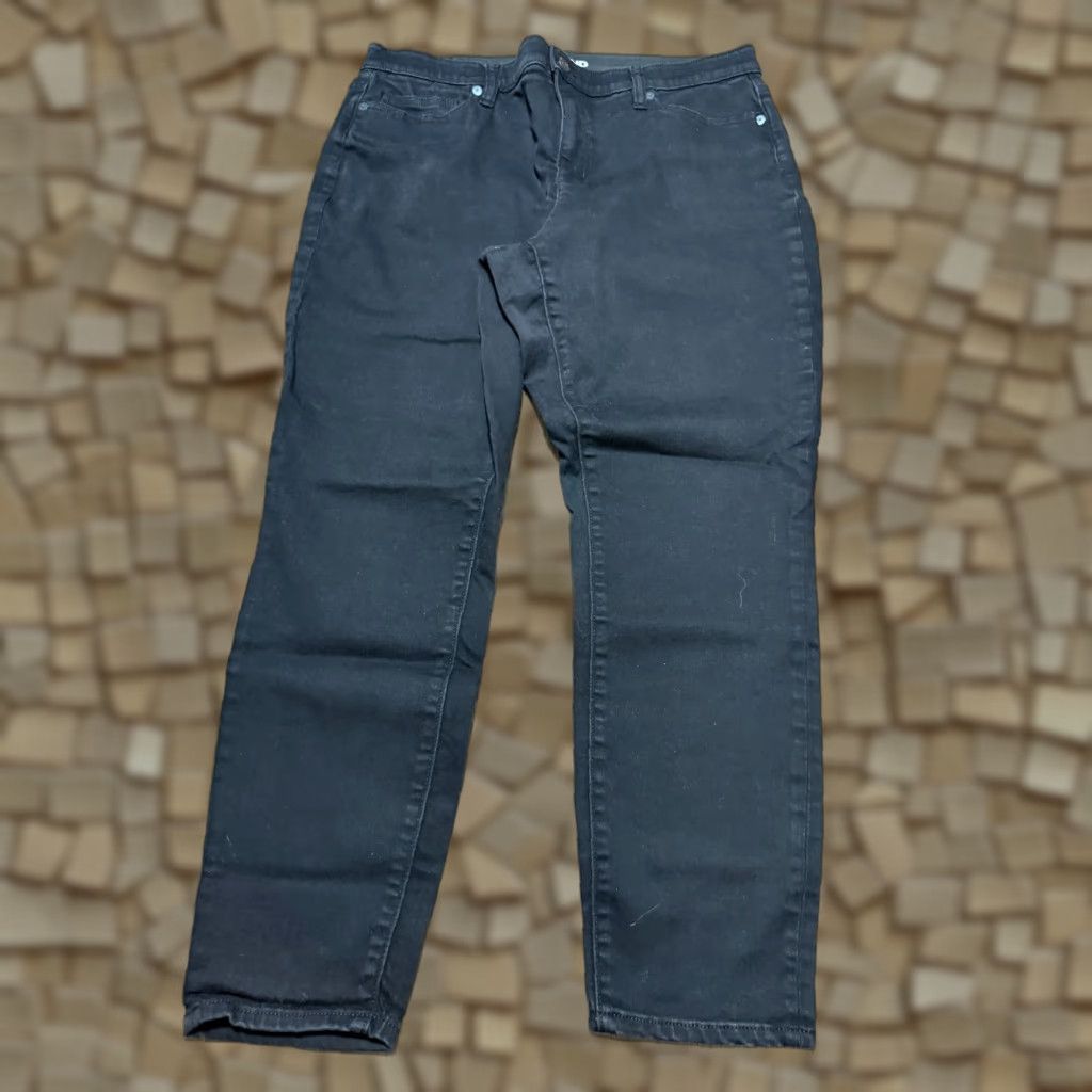 Lands' End Lands' End Jeans Women's 16 Black Denim Skinny Dark Wash High Rise Regular Size 16 5-Pocket Design Womens Size 38" / US 16 / IT 52 - 1 Thumbnail