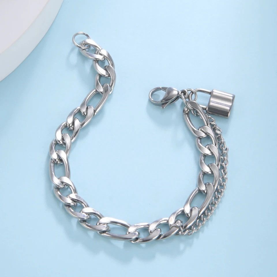 Jewelry Creative Double Layer Cuban Chain Bracelet Size ONE SIZE - 3 Thumbnail