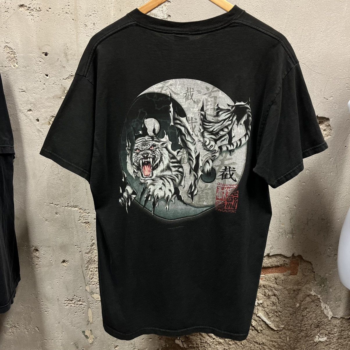 Vintage Guardians Paradise Asian Design Grunge White Tiger Black Tee Size US L / EU 52-54 / 3 - 1 Thumbnail