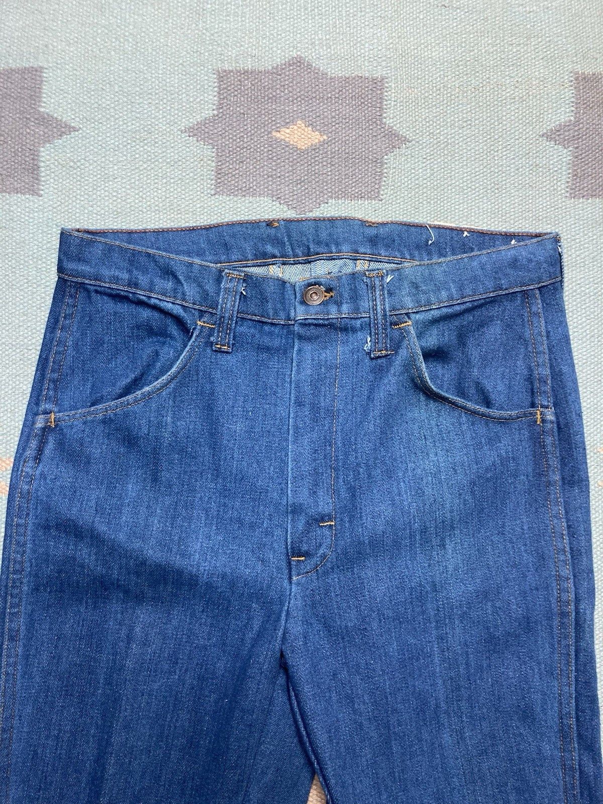 Vintage VTG 70s bell bottom jeans flare wide hippie DEADSTOCK 31x32 Size 31" - 7 Thumbnail