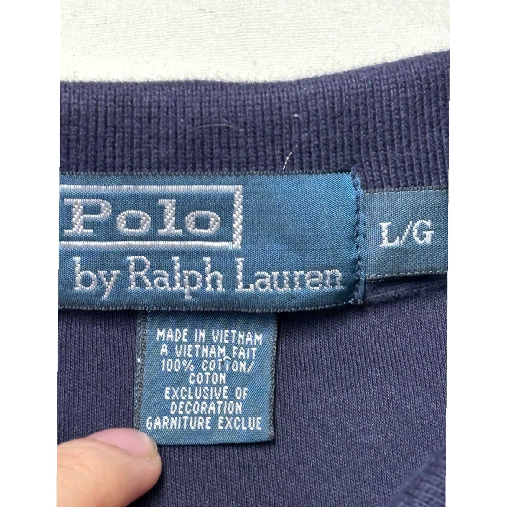 Polo Ralph Lauren VINTAGE Polo Ralph Lauren Mens Long Sleeve Polo Shirt Navy Blue Yellow Pony Size L G Size US L / EU 52-54 / 3 - 3 Thumbnail