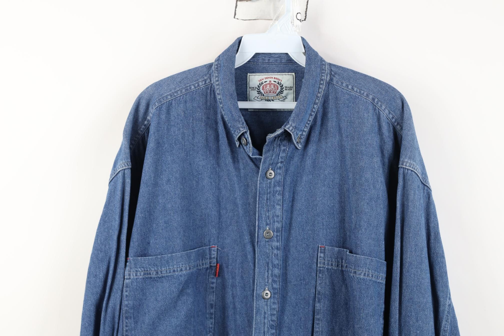 Vintage Vintage 90s Streetwear Big Pocket Denim Button Down Shirt Size US XL / EU 56 / 4 - 2 Thumbnail