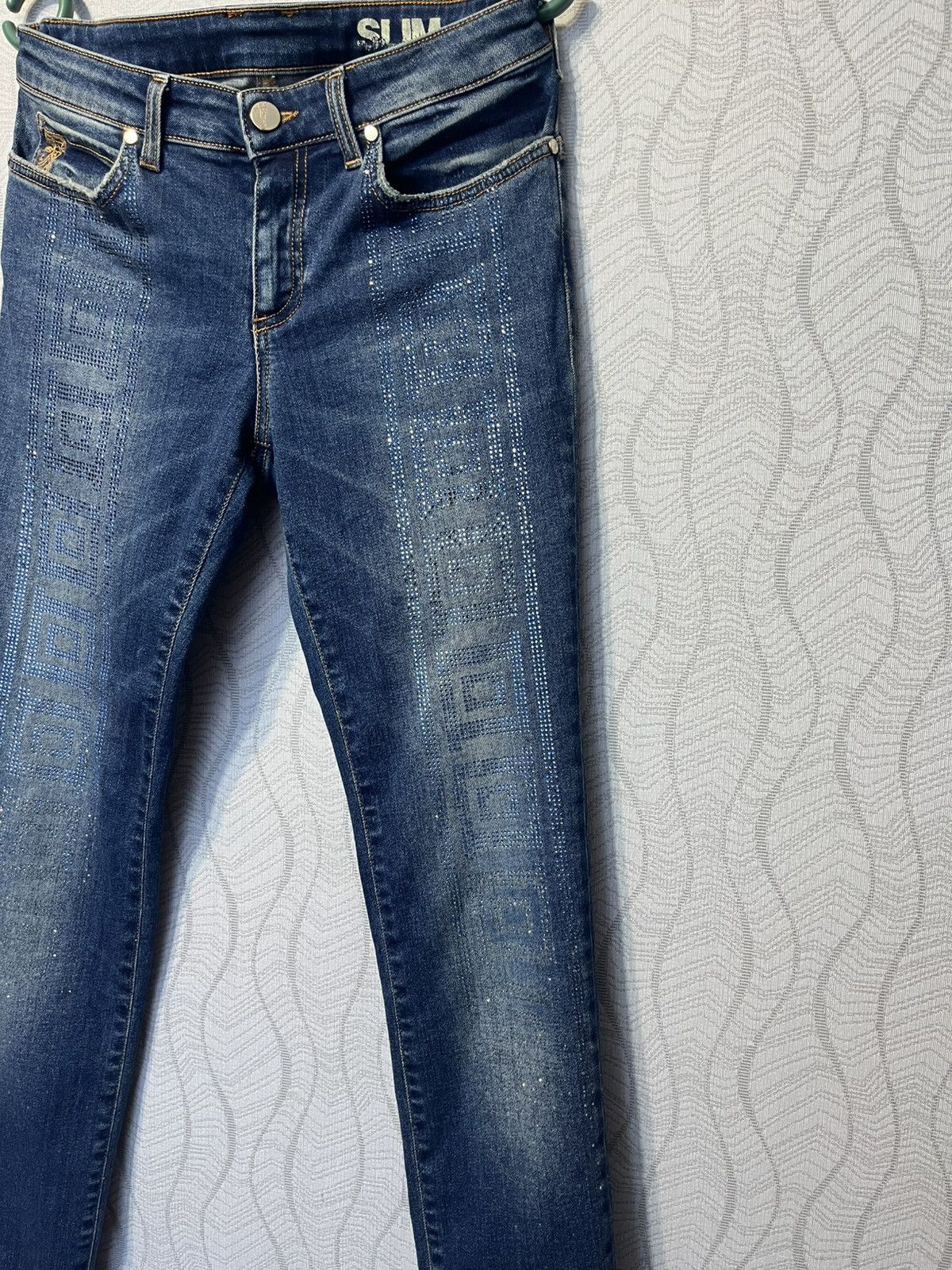 Versace Gianni Versace Blue Slim Jeans Strass Lamp Shade Size 26" / US 2 / IT 38 - 2 Thumbnail