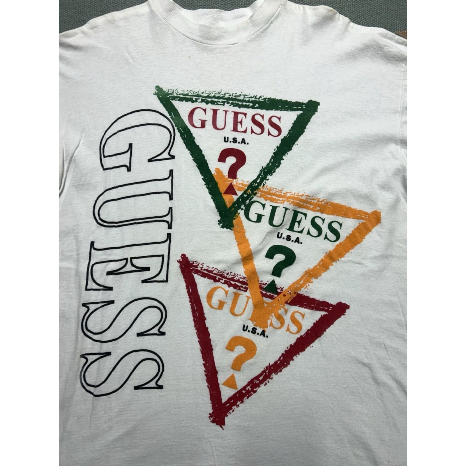 Guess VINTAGE 90s graphic t shirt Guess logo boot cross colours streetwear hip hop XL Mens White Logo Boot Cross 90s Guess T-Shirt"> Size US XL / EU 56 / 4 - 2 Thumbnail