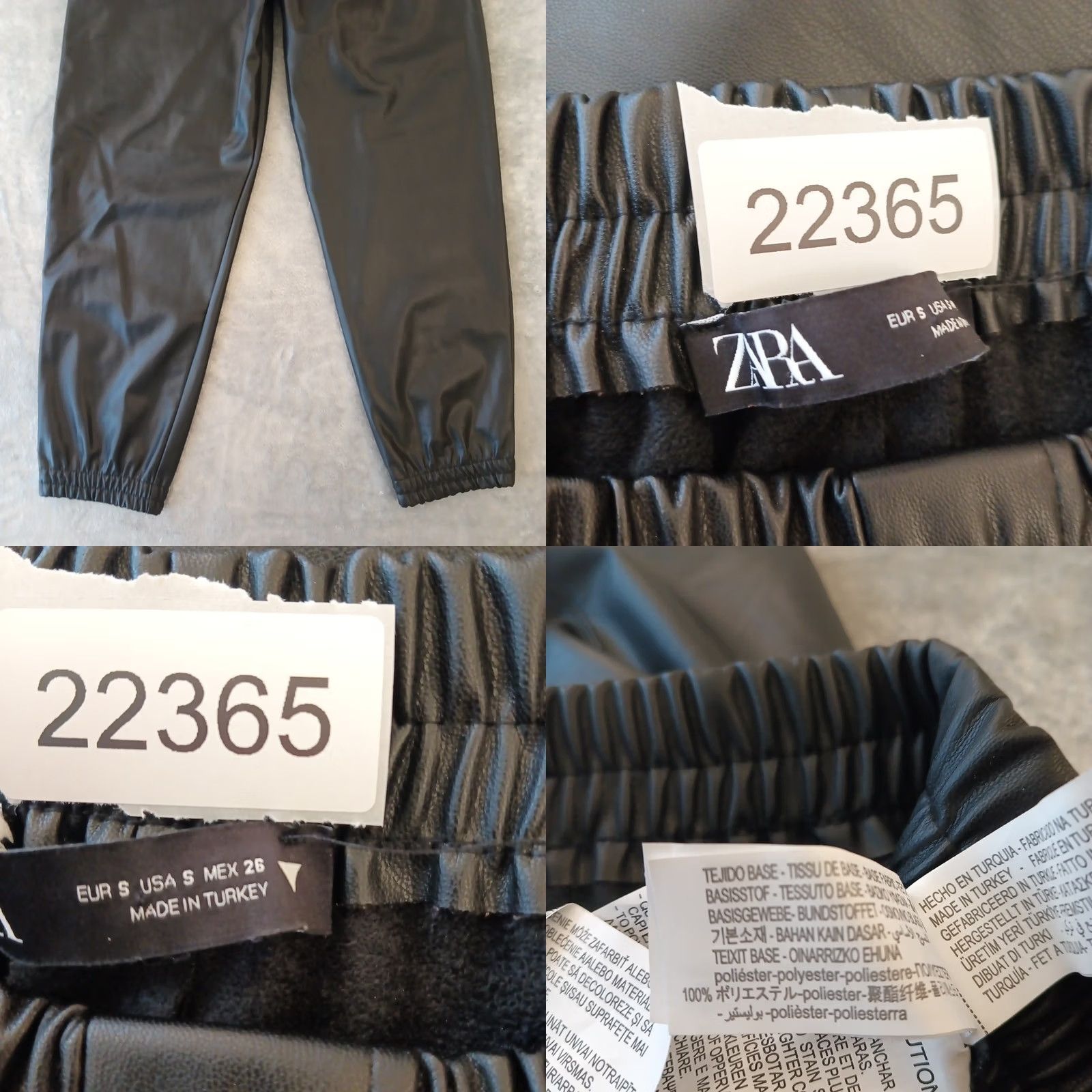 Zara Zara Jogger Pants Womens S Black Faux Leather Pull On Pockets 28x27 Tapered Inseam 27" Jazz Style not allowed? Size 28" / US 6 / IT 42 - 8 Thumbnail