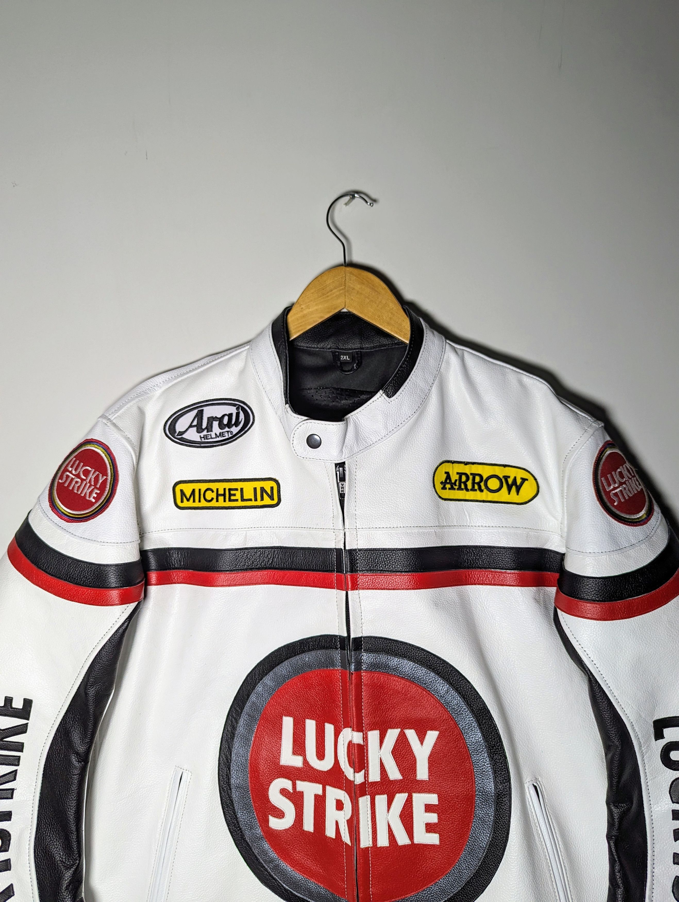 Vintage 💥🔥 VINTAGE LUCKY STRIKE RACING LEATHER BIKER JACKET Size US L / EU 52-54 / 3 - 5 Thumbnail