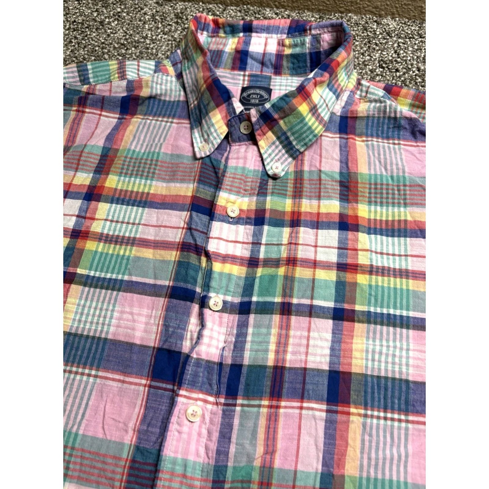Brooks Brothers Brooks Brothers Pink Plaid Button Short Sleeve Lightweight Shirt Mens 2XLT Tall Size US XXL / EU 58 / 5 - 7 Thumbnail