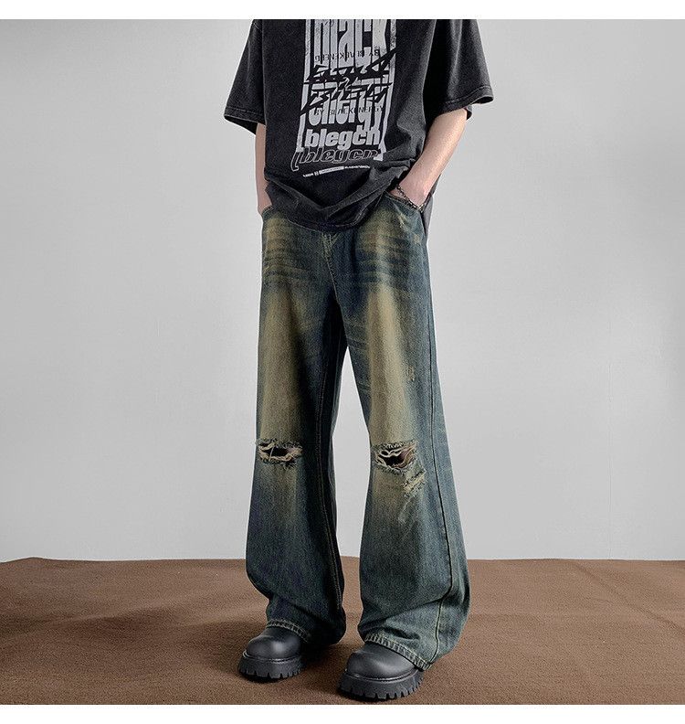 Japanese Brand × Jean Men's retro loose straight casual ripped jeans y2k Size US 32 / EU 48 - 2 Thumbnail