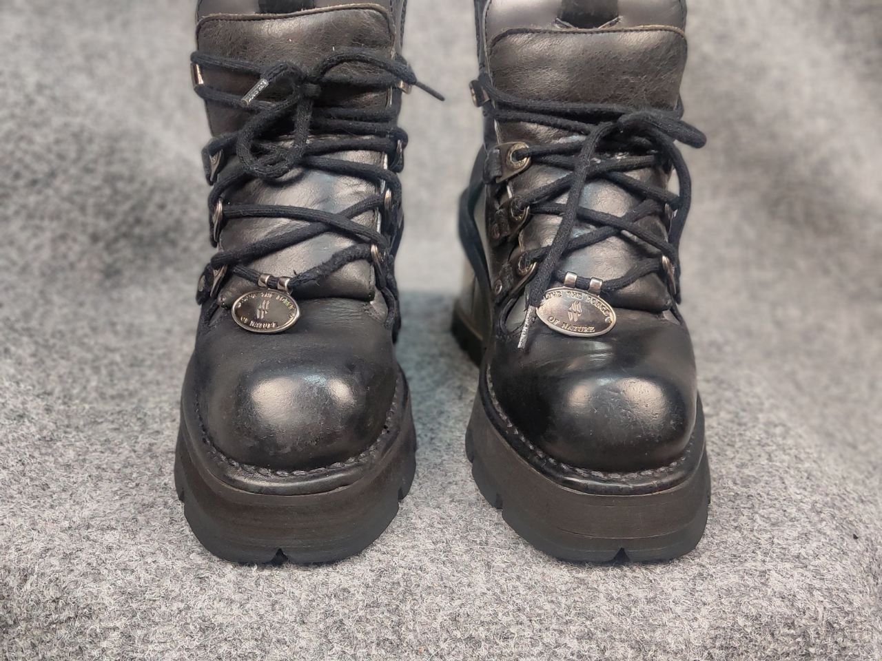 New Rock New Rock Black Leather metallic heel with hole lace Boots Size US 10 / IT 40 - 9 Thumbnail