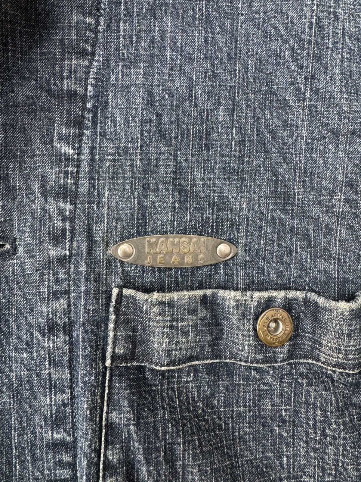 Japanese Brand VINTAGE CHORE DENIM WORK JACKET KANSAI JEANS CHECK LINING Size US M / EU 48-50 / 2 - 8 Thumbnail