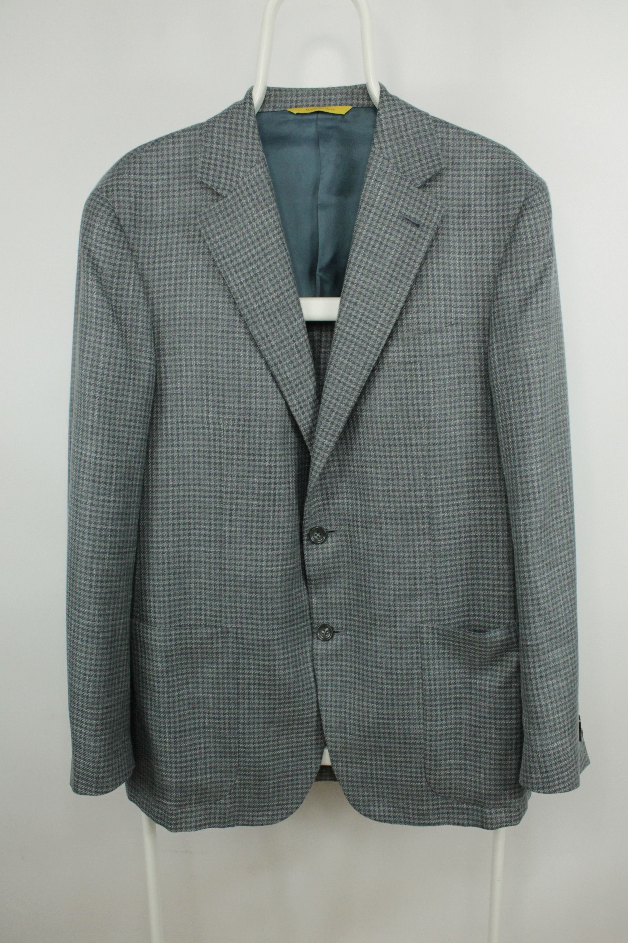 Canali Canali Kei Houndstooth Unlined Linen Silk Wool Sport Jacket Size US L / EU 52-54 / 3 - 1 Thumbnail
