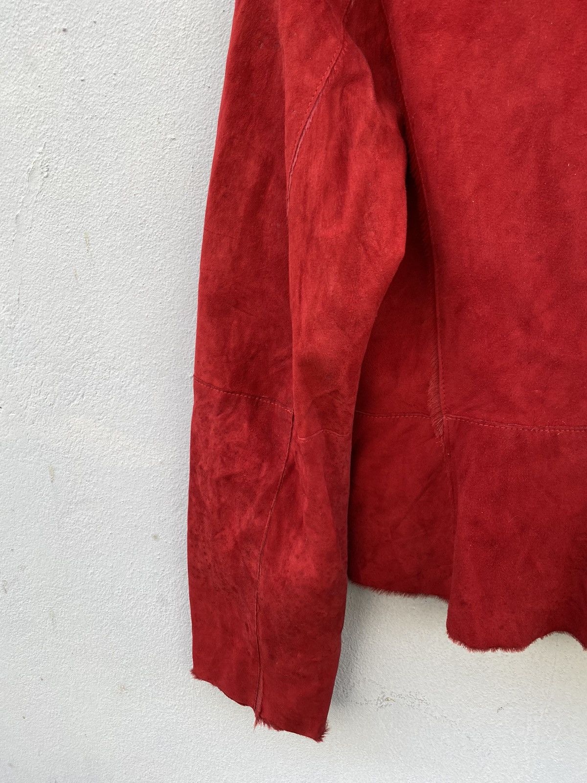 Versace Genny by Versace Red Velvet Cuir Leather Jacket Size M / US 6-8 / IT 42-44 - 14 Thumbnail