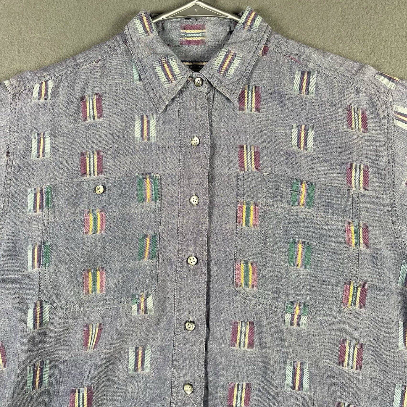 Lee VINTAGE Lee Button-Up Shirt Long Sleeve Geometric Aztec Mens L Gray Cotton Knit Size US L / EU 52-54 / 3 - 2 Thumbnail