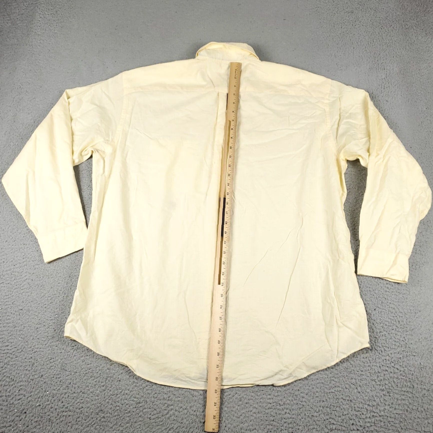 Tommy Hilfiger Tommy Hilfiger Dress Shirt Men's 17 Ivory Button-Up Long Sleeve Solid Classic Preppy Size 46R - 5 Thumbnail