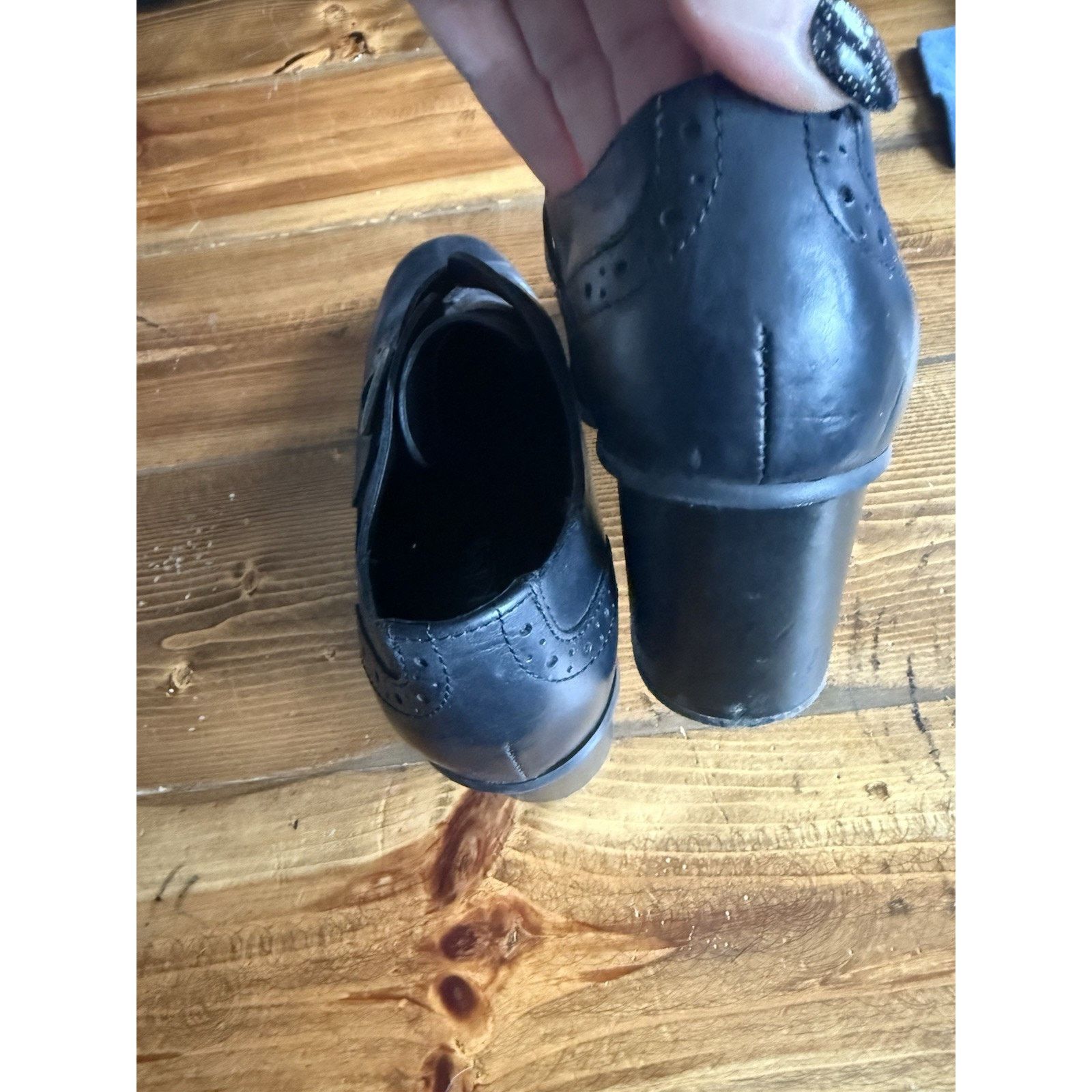 Kork-Ease Korks Ease Black Withrow Monk Wingtip Ankle Boots 8 Leather Size US 8 / IT 38 - 4 Thumbnail