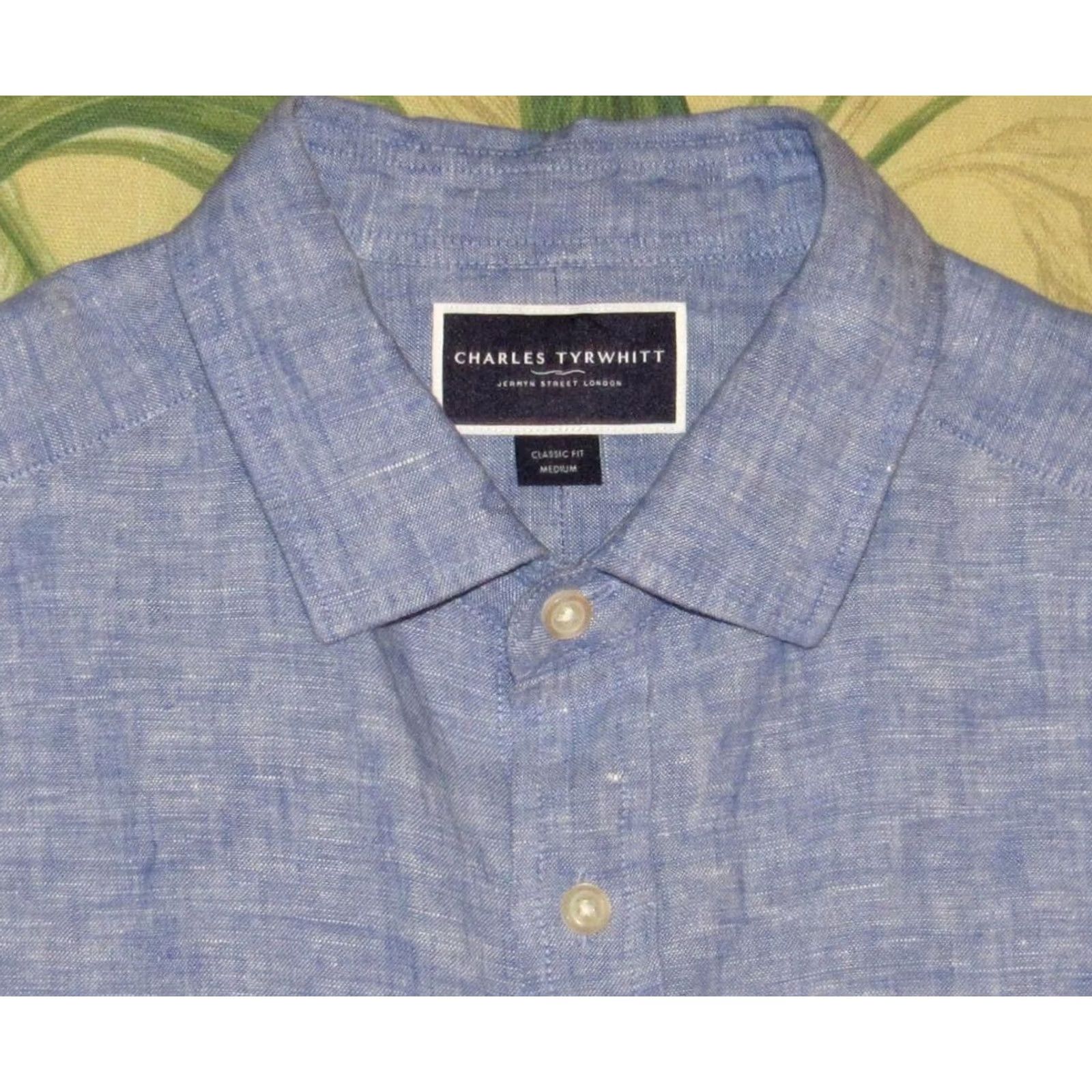 Charles Tyrwhitt CHARLES TYRWHITT Blue Linen Long Sleeve Button Down Shirt Medium Size US M / EU 48-50 / 2 - 2 Thumbnail