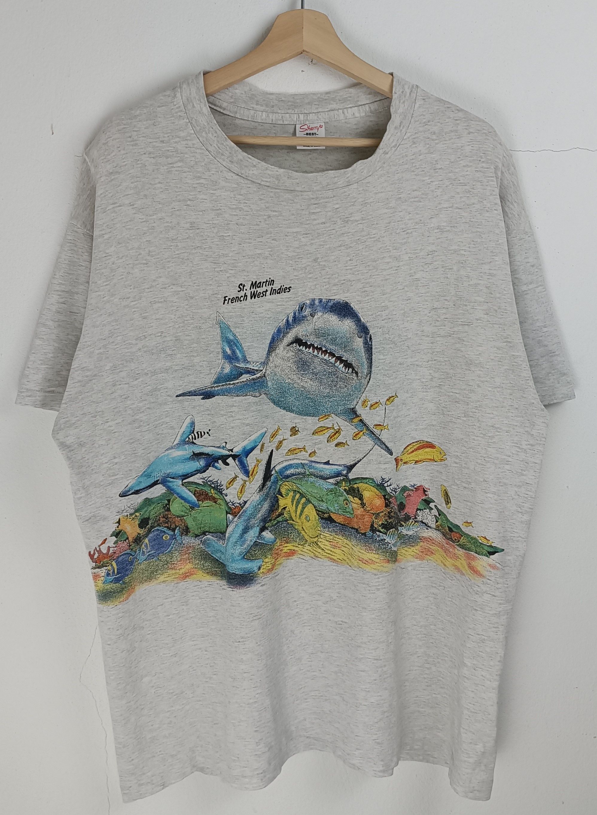 Habitat VINTAGE 90'S ST.MARTIN WEST INDIES SHARK MARINE LIFE Size US XL / EU 56 / 4 - 3 Thumbnail
