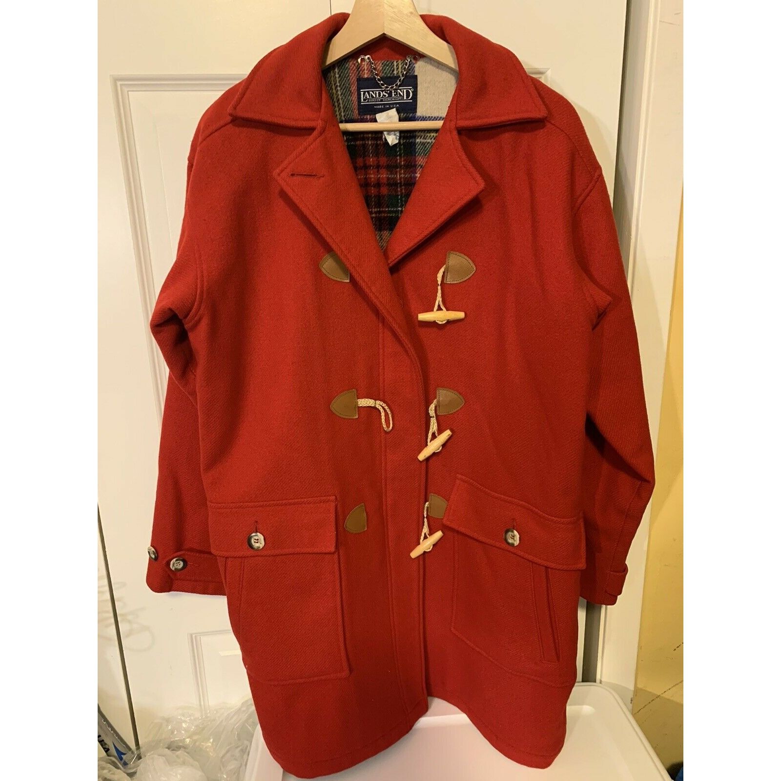 Lands' End Lands End Hooded Wool Parka coat toggle red womens sz M Size M / US 6-8 / IT 42-44 - 4 Thumbnail