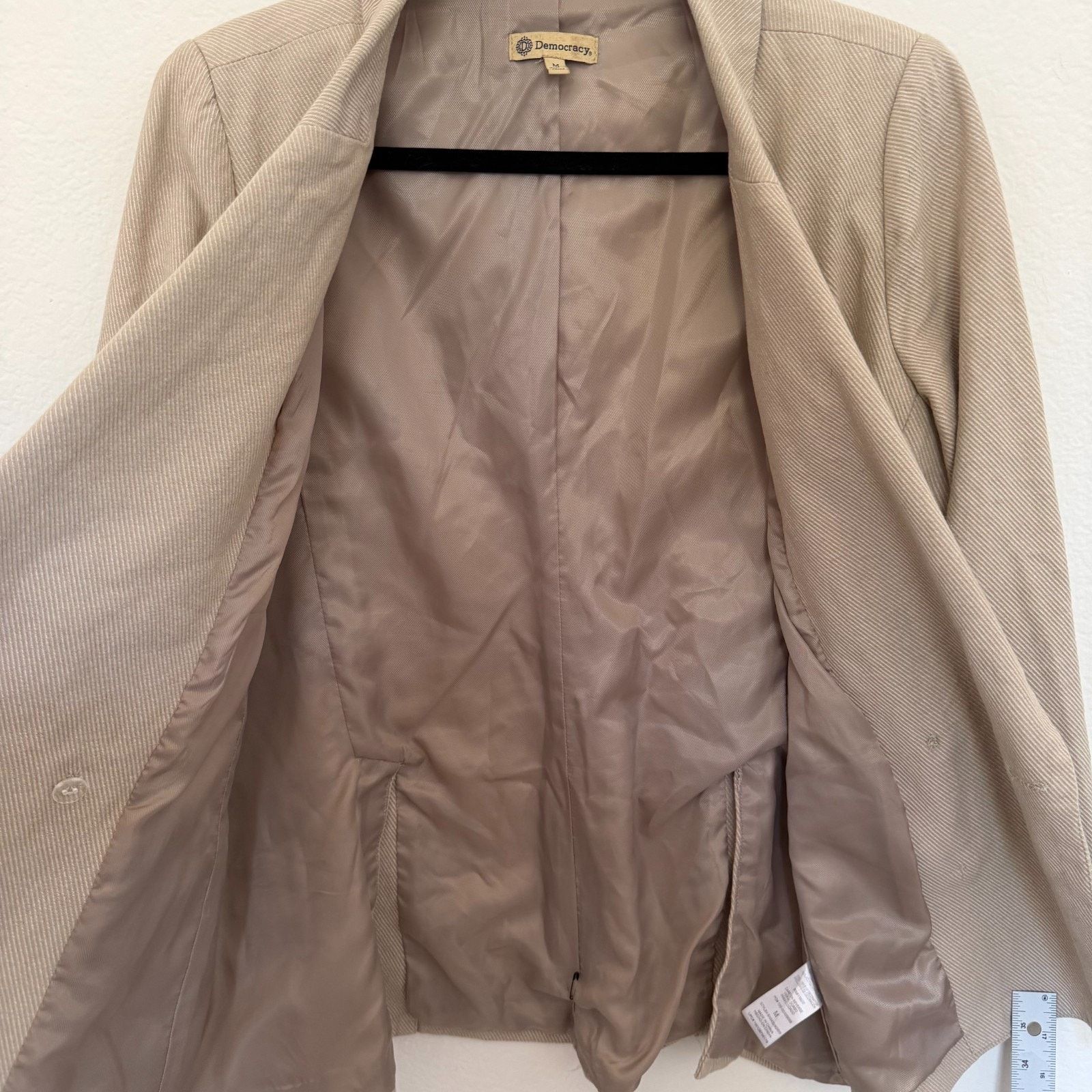 Other Democracy Tan Cotton Blazer Women’s Medium Double Breasted Size 36R - 3 Thumbnail