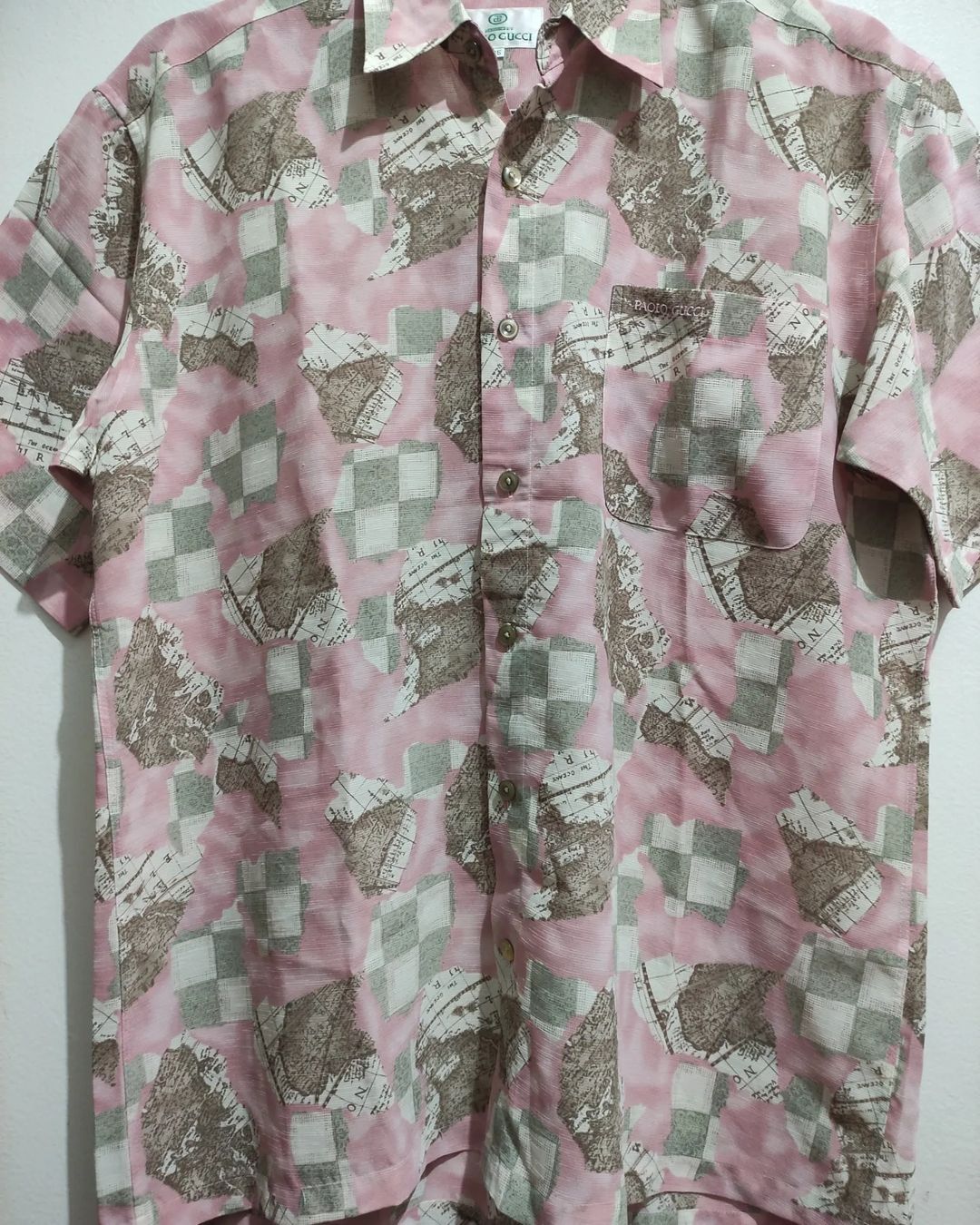 Paolo Gucci × Vintage Paolo Gucci Maps Print Vintage Shirt Size US L / EU 52-54 / 3 - 9 Thumbnail