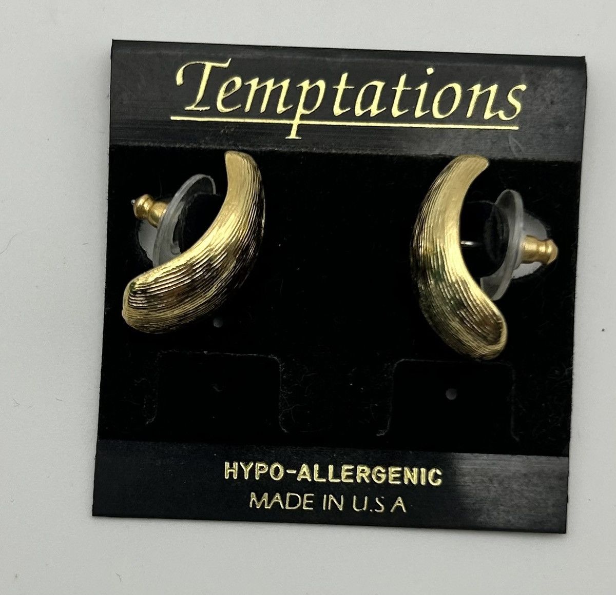 Other Vintage Gold Crescent Stud Earrings – Sculptural Minimalist Size ONE SIZE - 3 Thumbnail