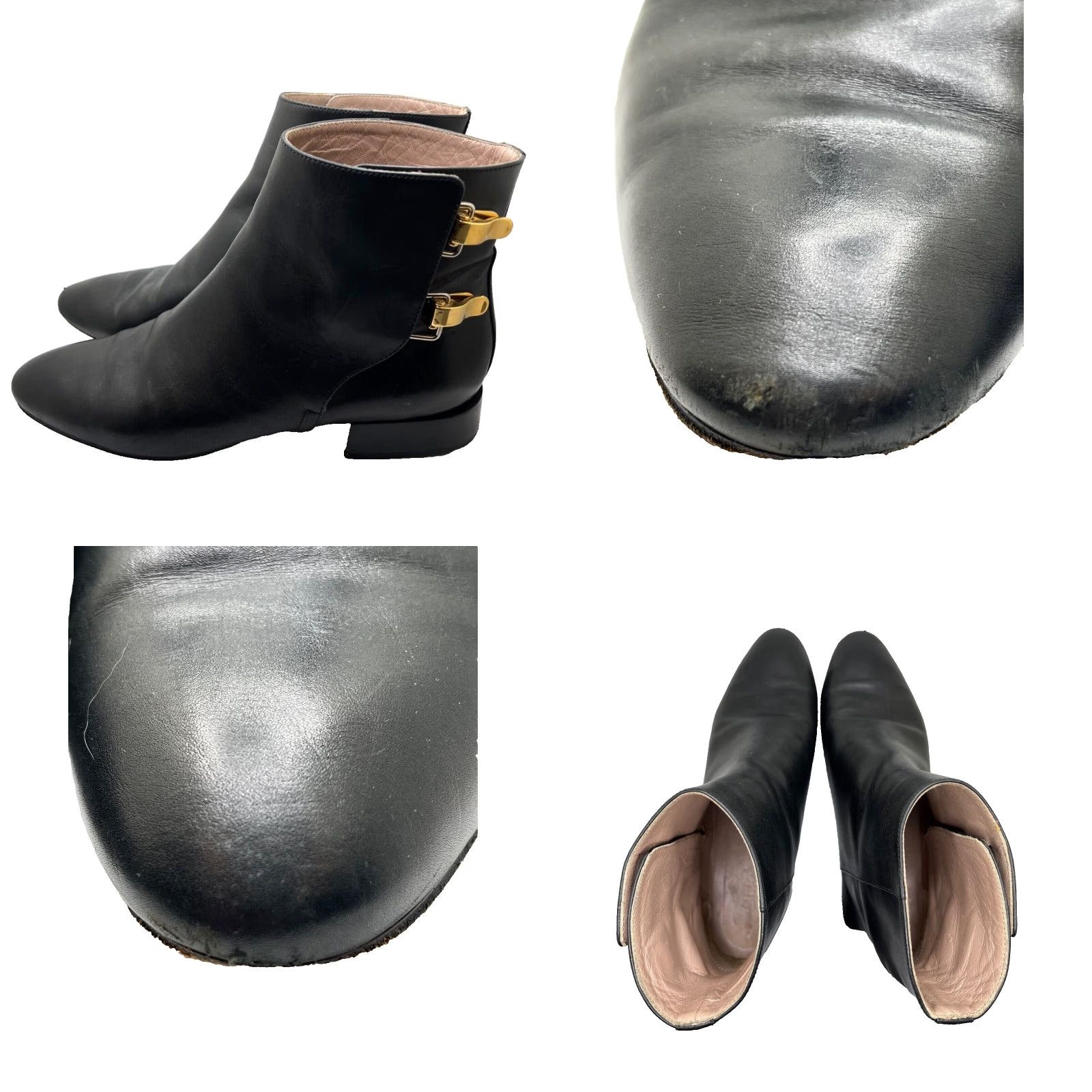 Vintage Chloé Boots Chelsea Black Ankle Flat Buckle Gold Hardware 36.5 Italy Women's Leather Pointed Toe Modern Everyday Casual Size US 7 / IT 37 - 8 Thumbnail