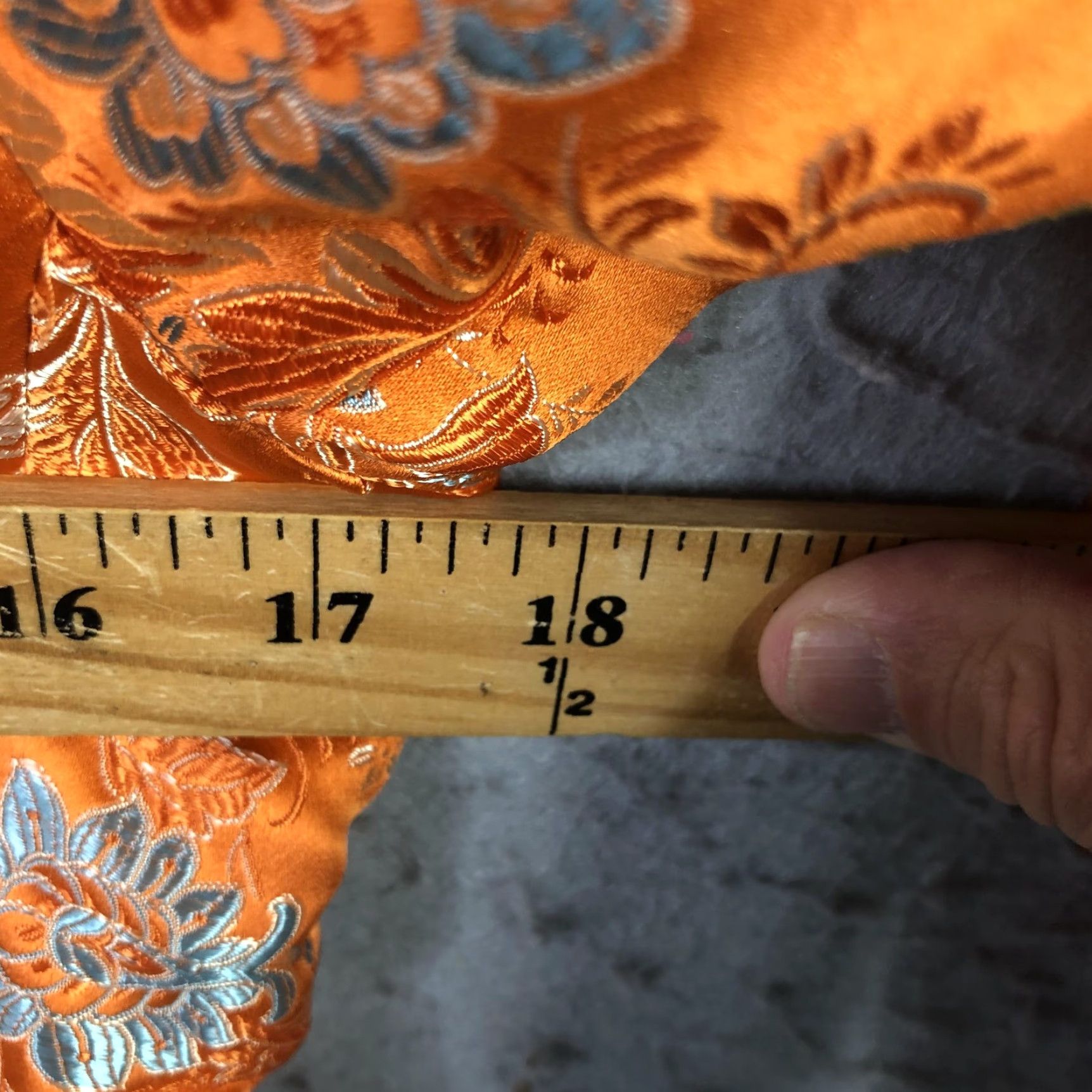 Vintage Johanne Beck Blazer Womens Medium Orange Silk Blend Floral Embroidered Satin Blazer - Formal Party/Cocktail Womens Size M / US 6-8 / IT 42-44 - 3 Thumbnail