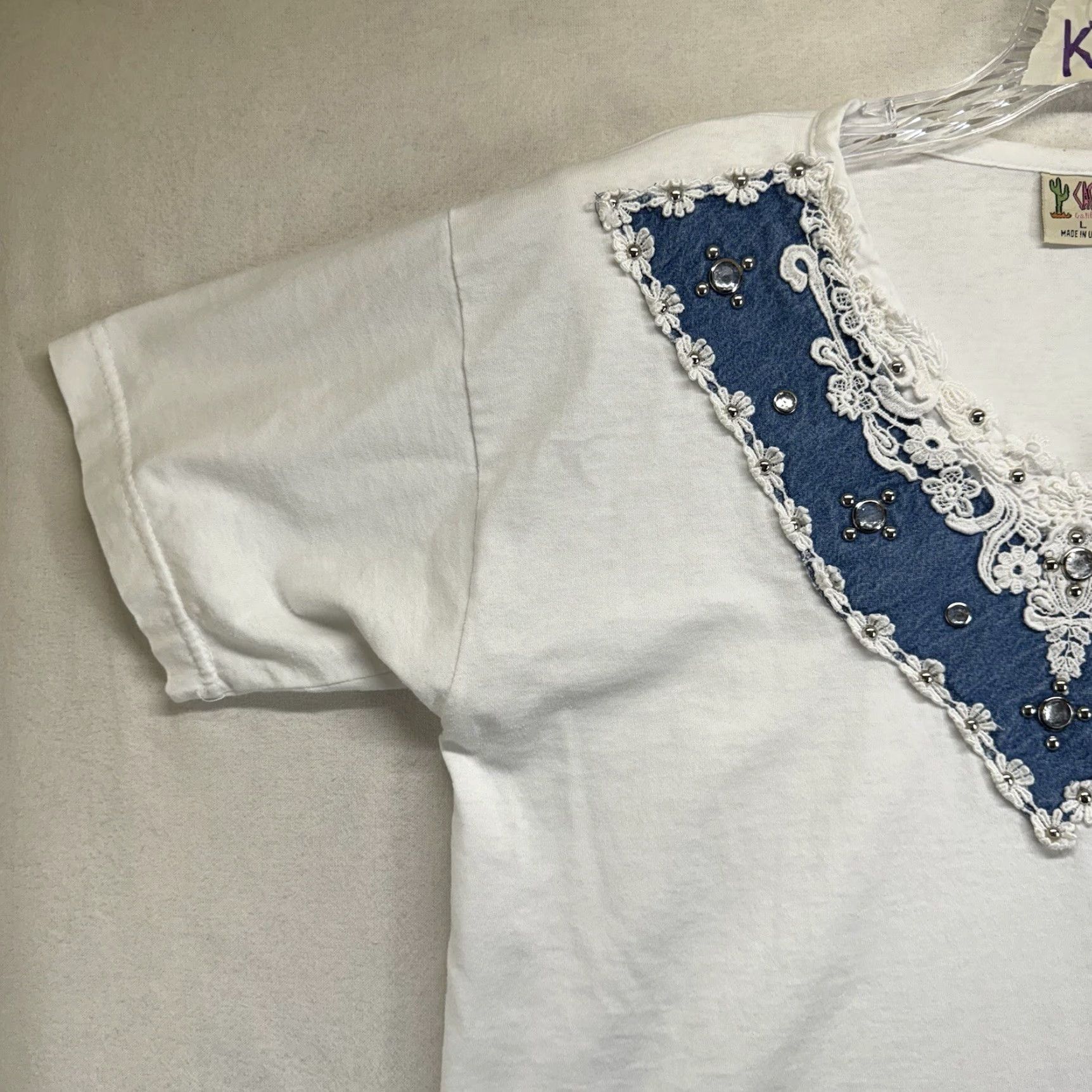 Vintage VINTAGE Cactus Women's T-Shirt Short Sleeve Cotton Embroidered Lace USA 90s White M/L Size M / US 6-8 / IT 42-44 - 5 Thumbnail