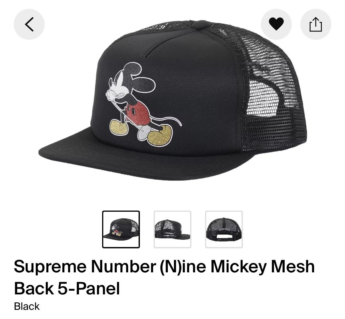 Supreme Supreme Number (N)ine Mickey Mesh Back 5-Panel Hat | Grailed