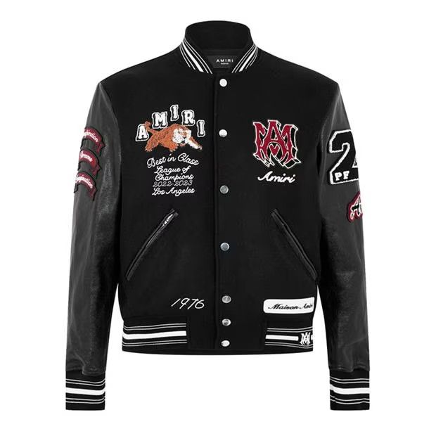image of Amiri O1G2R1Mq0324 Bomber Jacket In Black, Men's (Size Medium)