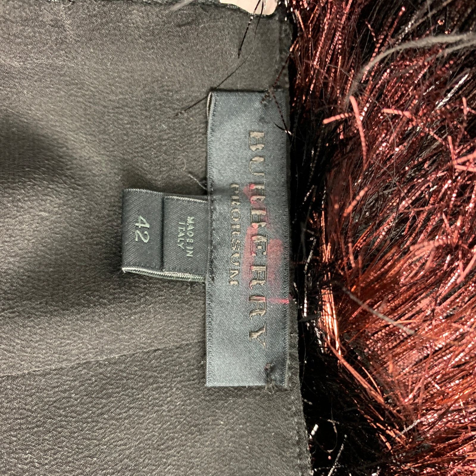 Burberry Prorsum Fall 2012 6 Cherry & Black Polyamide / Silk Stripe Skirt Size 28" / US 6 / IT 42 - 6 Thumbnail
