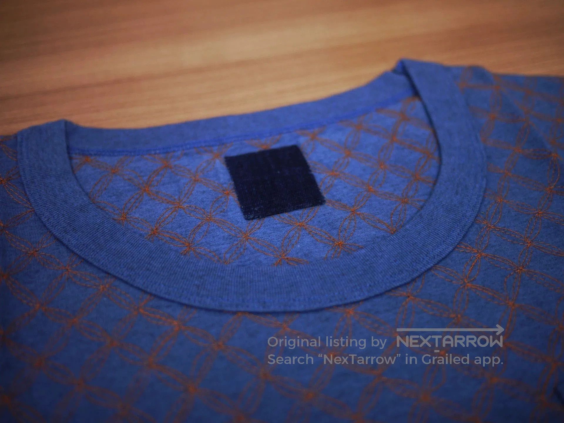 Visvim Blue Diamond Pattern Short Sleeve T-Shirt with Pocket. Size US S / EU 44-46 / 1 - 4 Thumbnail