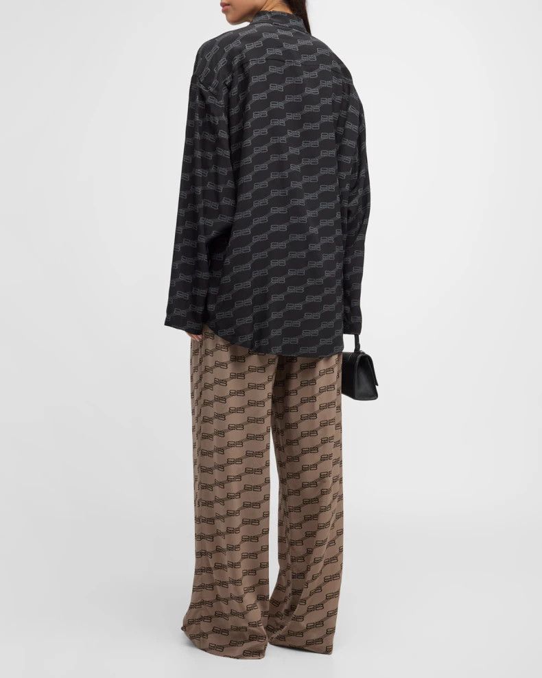 Balenciaga o1bcso1str1124 BB Monogram Minimal Shirt in Black Size M / US 6-8 / IT 42-44 - 3 Thumbnail