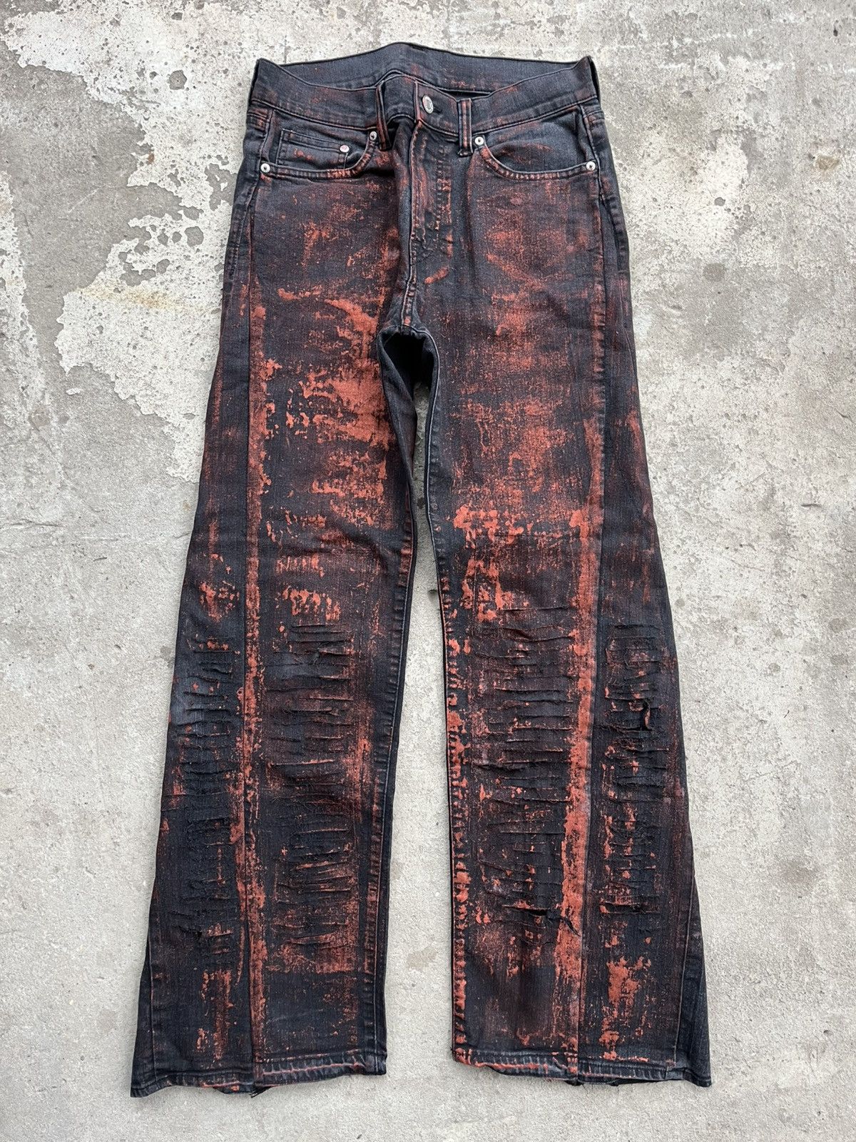 20471120 × If Six Was Nine × Japanese Brand Dirty Painted Distressed Thrashed Faded Baggy Jeans Y2K Size US 28 / EU 44 - 1 Thumbnail