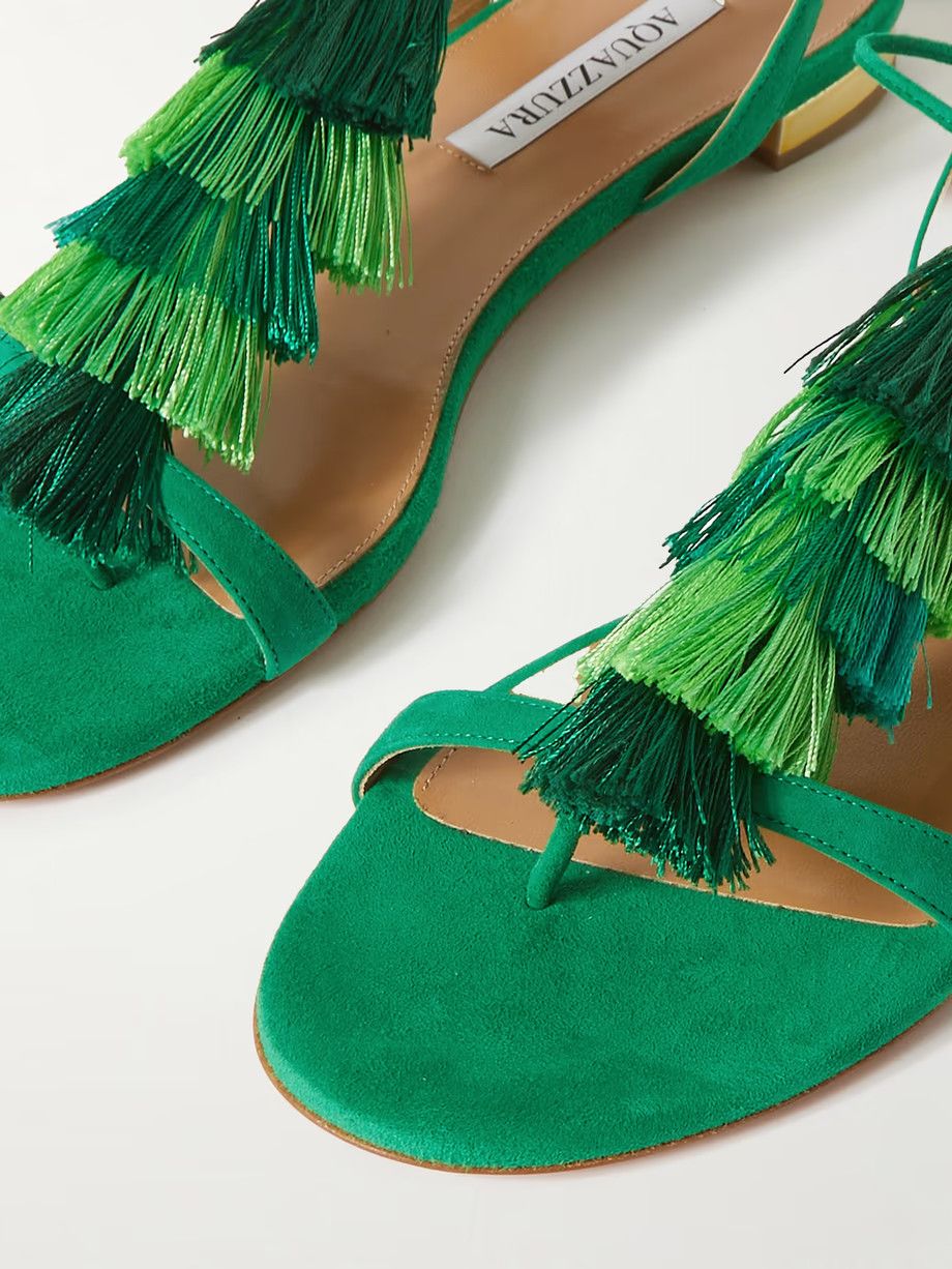 Aquazzura o1y0625 Tassel Sandals in Green Size US 6 / IT 36 - 3 Thumbnail